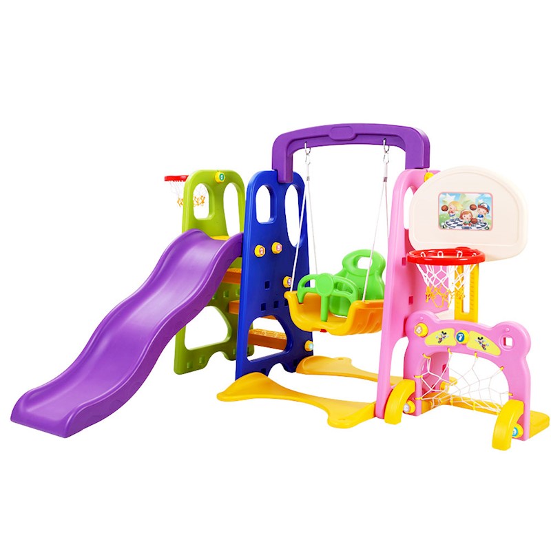 Kids Slide Swing Basketball Set Purple