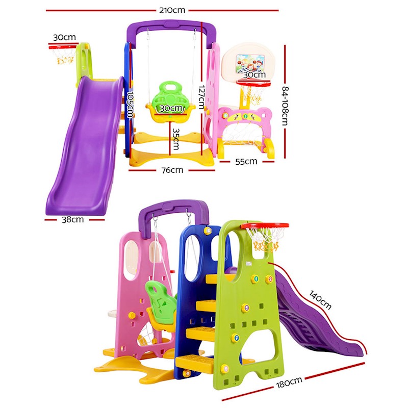 Kids Slide Swing Basketball Set Purple - Image 2