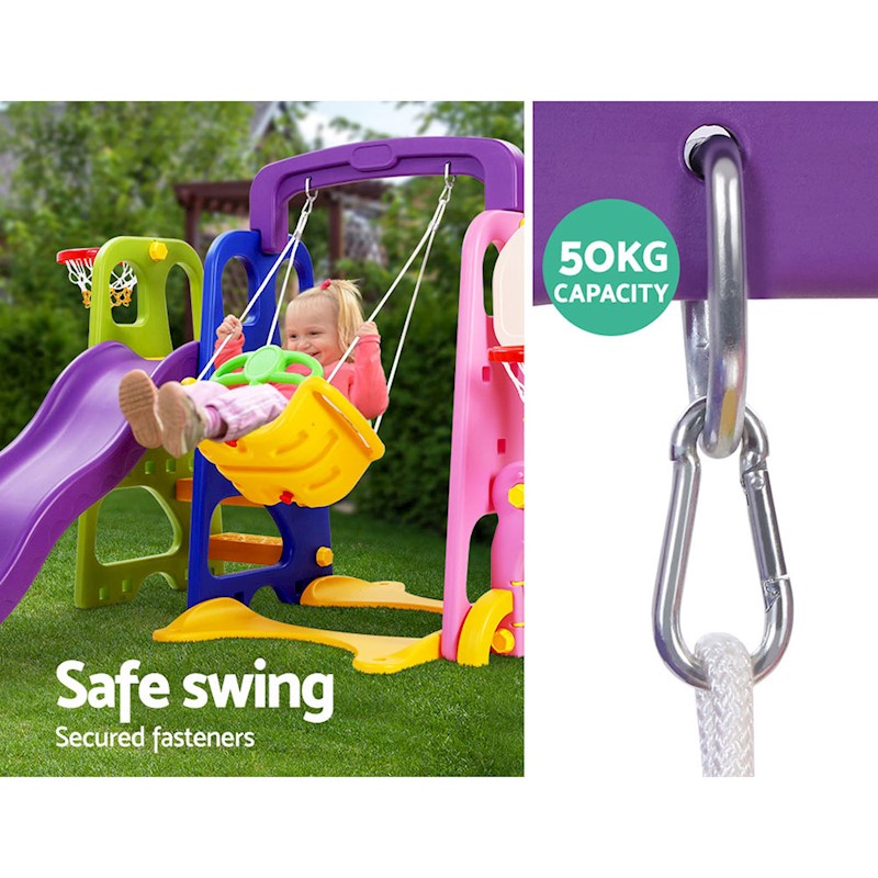 Kids Slide Swing Basketball Set Purple - Image 6