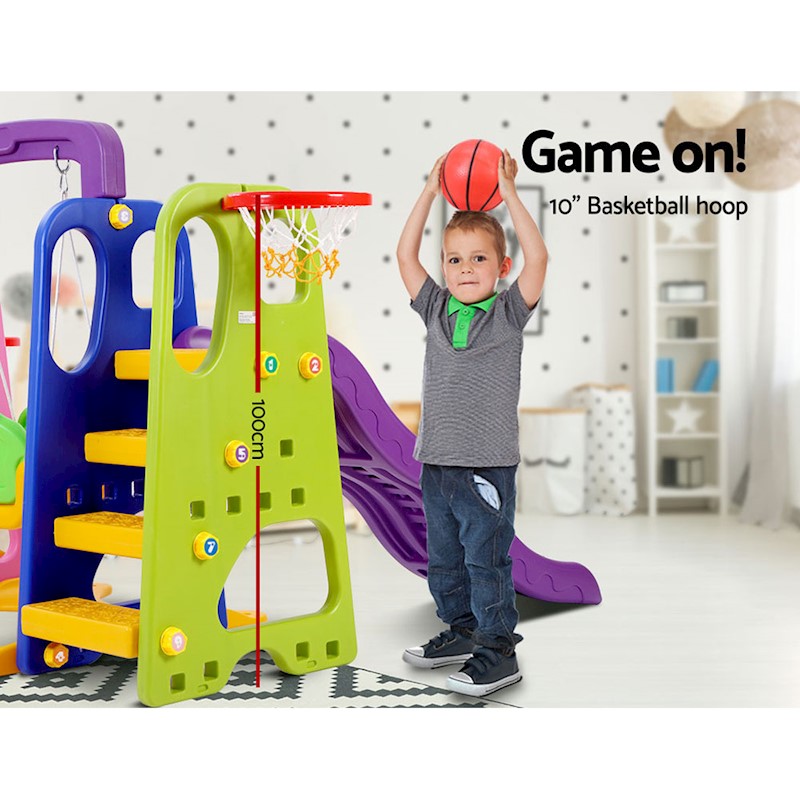 Kids Slide Swing Basketball Set Purple - Image 7