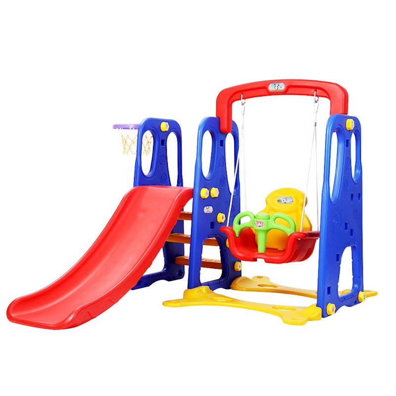 Kids Slide Swing Basketball Set Red