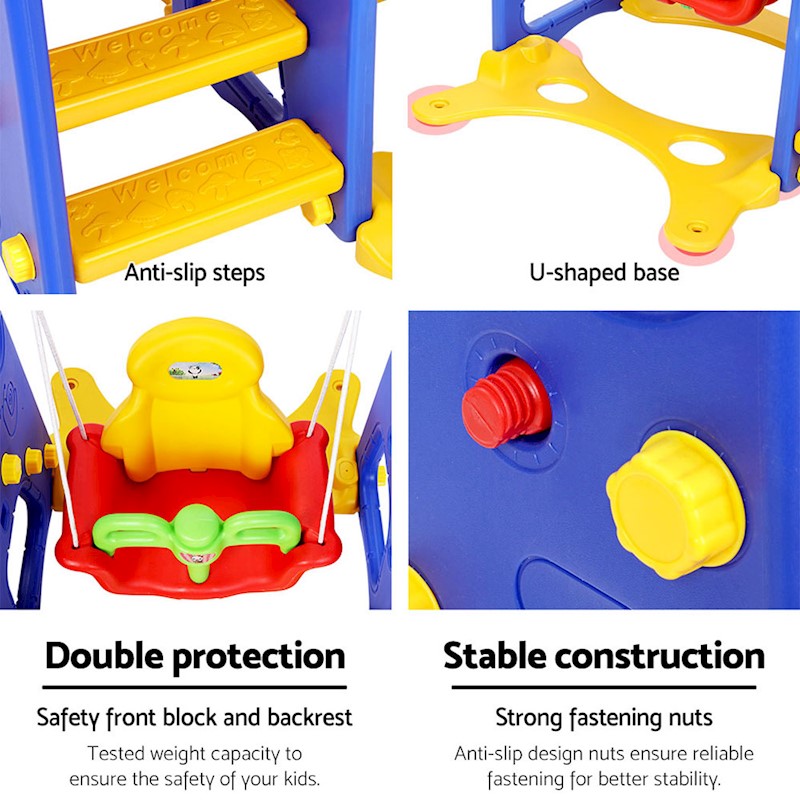 Kids Slide Swing Basketball Set Red - Image 5