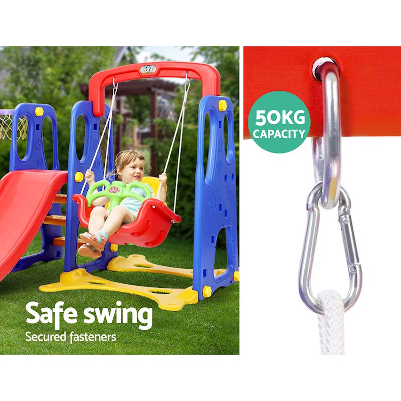 Kids Slide Swing Basketball Set Red - Image 6