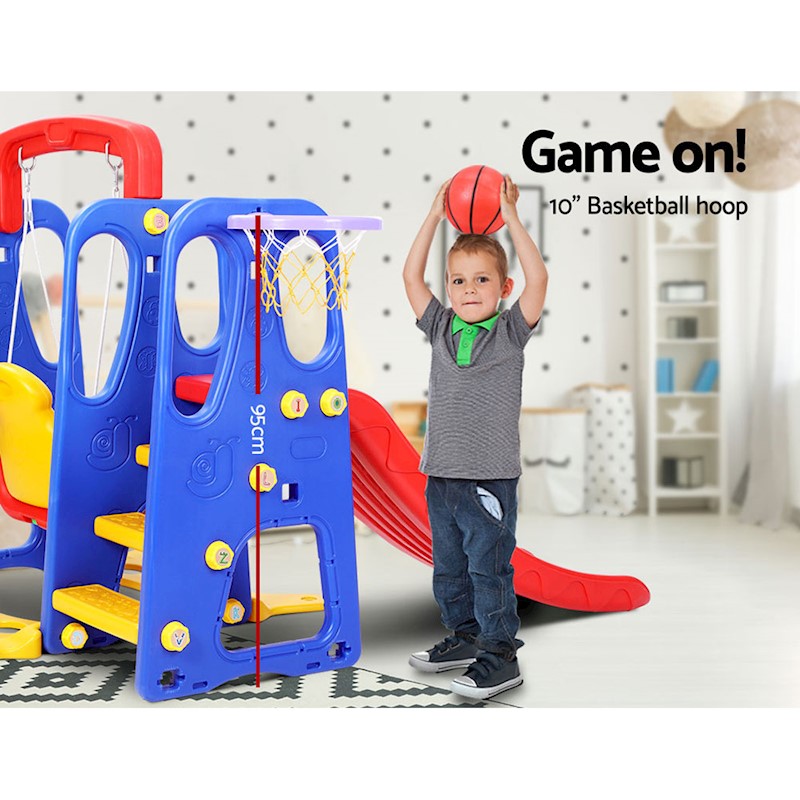 Kids Slide Swing Basketball Set Red - Image 7