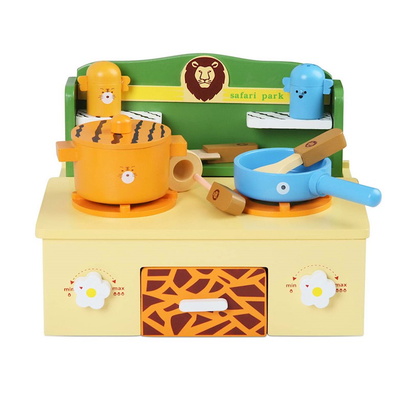 Safari Kitchen Cookware Playset Wooden - Image 4