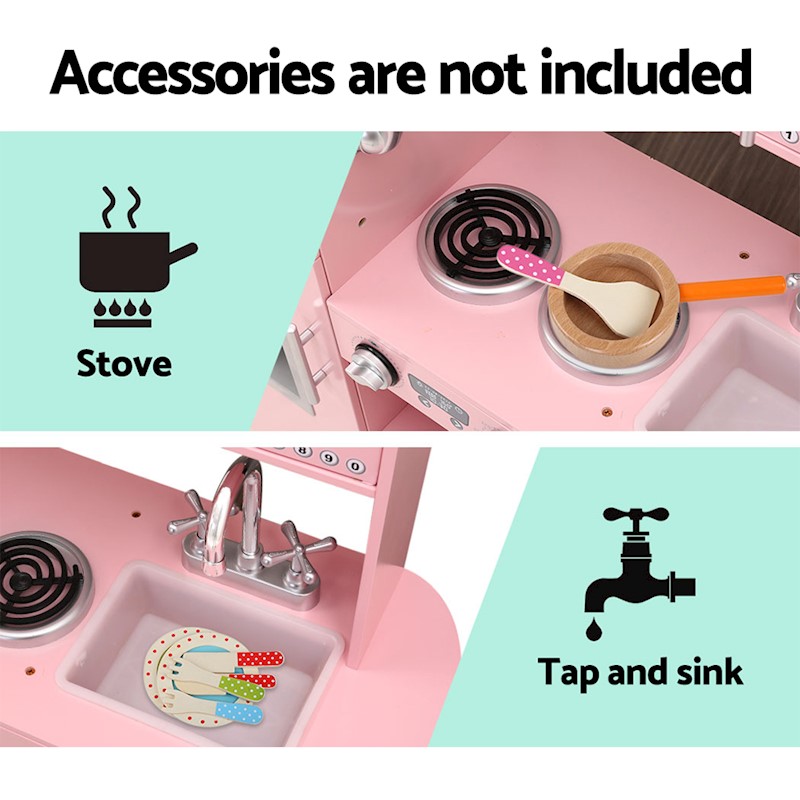 Kitchen Playset Wooden Pink Style 2 - Image 6