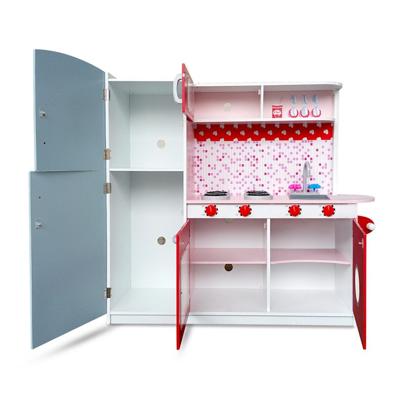 Kitchen Playset Wooden Red & Pink - Image 2