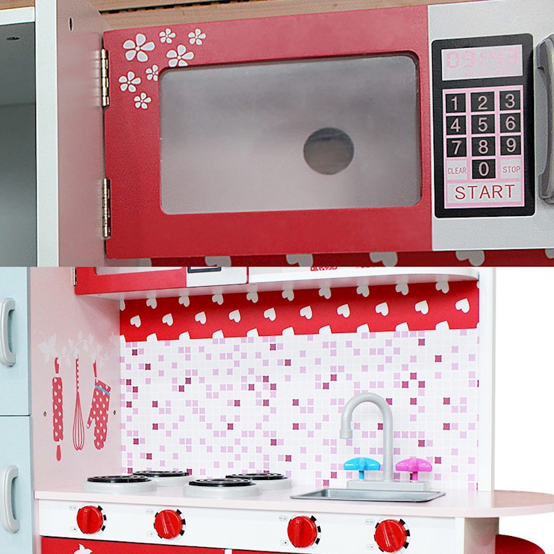 Kitchen Playset Wooden Red & Pink - Image 3