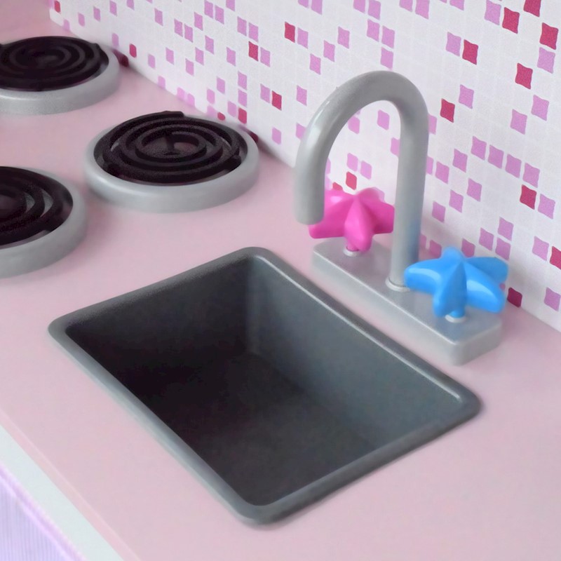 Kitchen Playset Wooden Red & Pink - Image 4