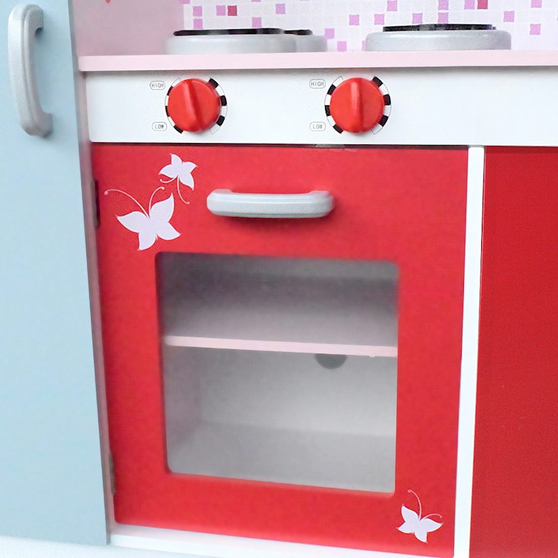 Kitchen Playset Wooden Red & Pink - Image 5