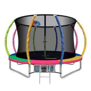 10ft Trampoline With Basketball Set Rainbow