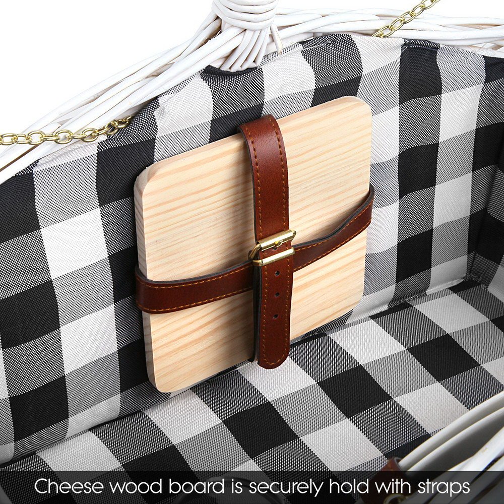 Picnic Basket 2 Person Wicker With Blanket - Image 4