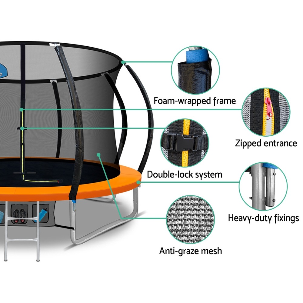 12ft Trampoline With Basketball Set Orange - Image 2
